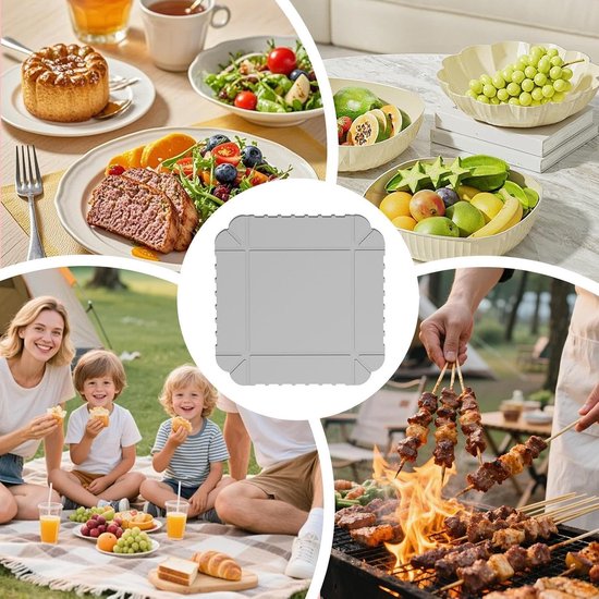 Opvouwbaar Eetbord - Serveerschaal Siliconen - Picknick en Camping - Magnetisch en Antislip - 21.6 cm - Niet gespecificeerd — afbeelding 4