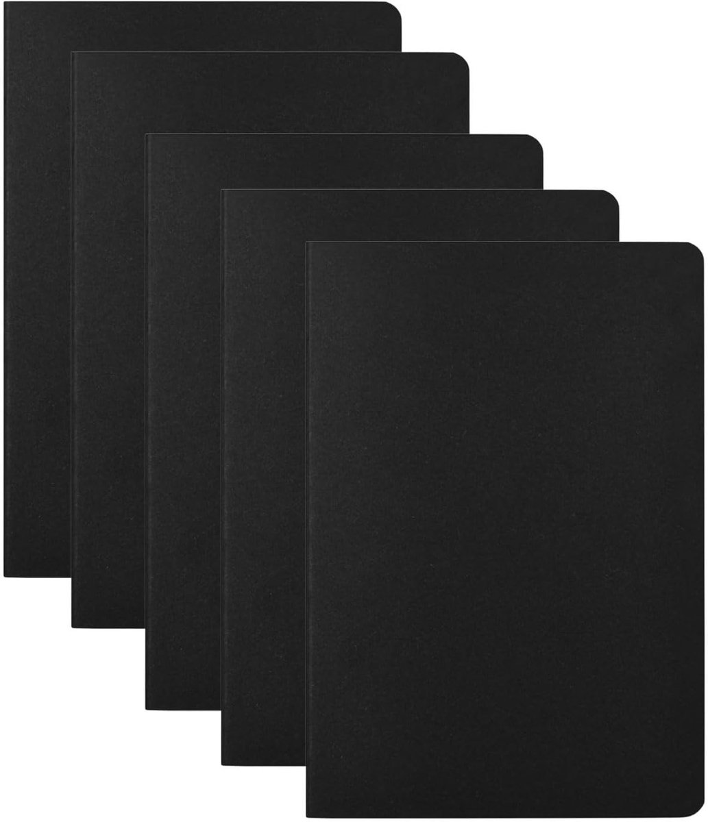 Dailygoods- Notitieboek A5 - 5 Stuks - Kraftpapierhoes - 72 Vellen - Geschikt voor Schrijven/Schilderen - Comfortabel Papier - Schrijfblok