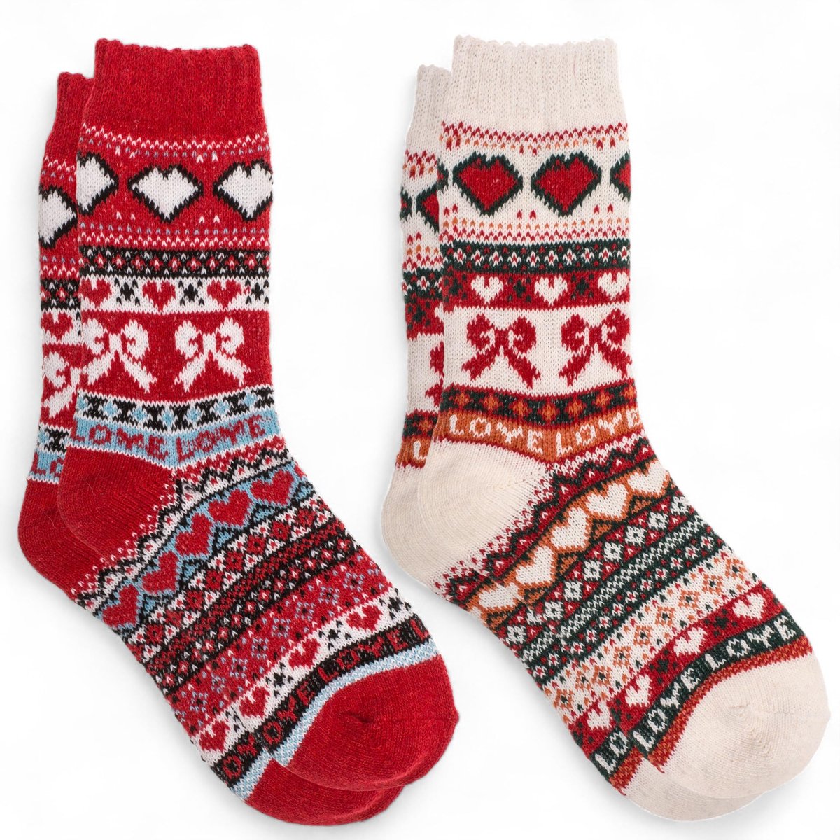Dailygoods- Gebreide Sokken Set van 2 - Warme Sokken - Dames Sokken - Noors Design - Behaaglijke Wintersokken - Charmante Look