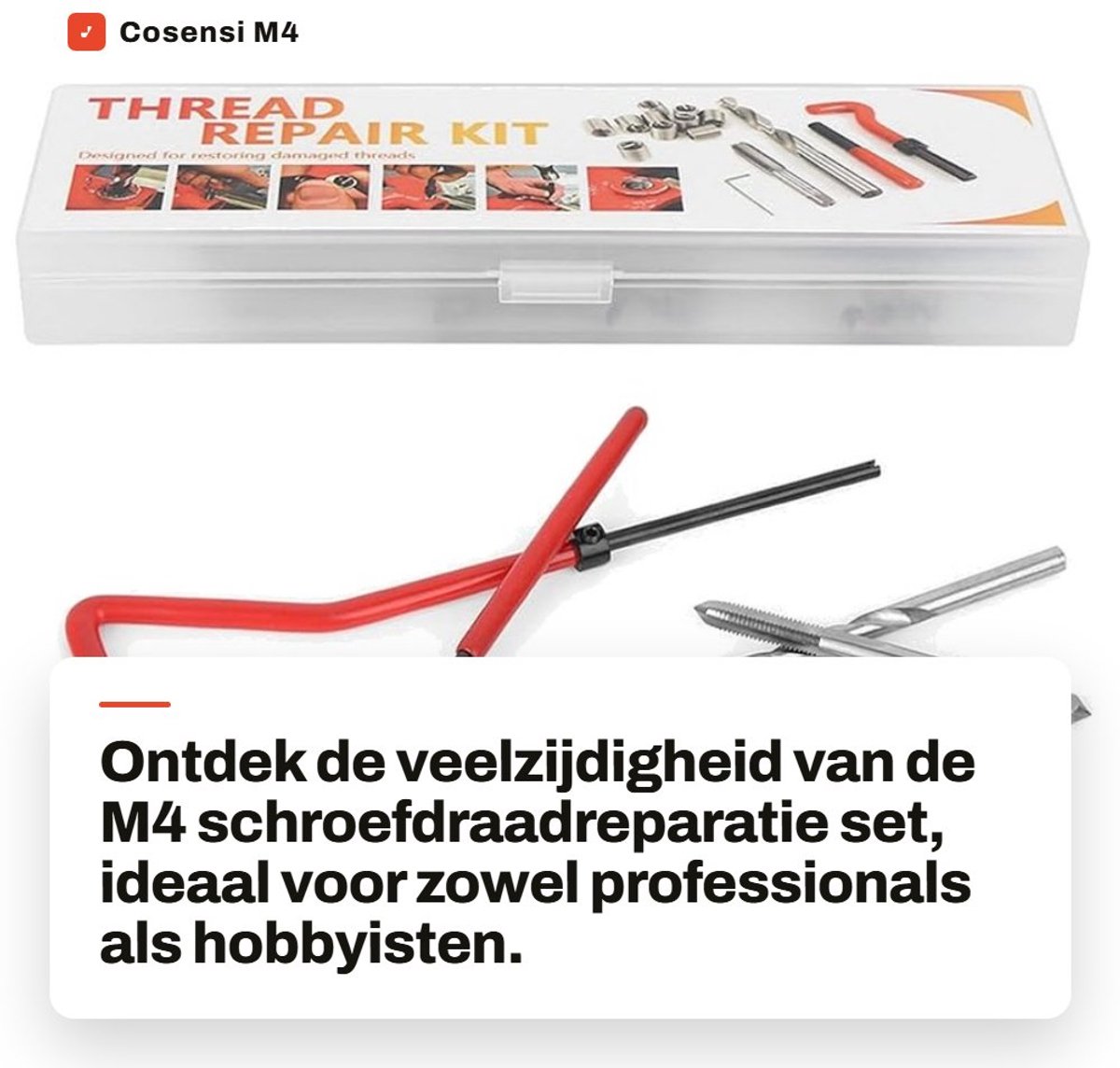 Dailygoods- Schroefdraadreparatieset M4 - 25 Stuks - Hoogwaardig Snijgereedschap - Transparante Kunststof Doos - Geschikt voor Staal en Non-Ferrolegeringen - Compact en Gemakkelijk te Vervoeren - Schroefdraadset