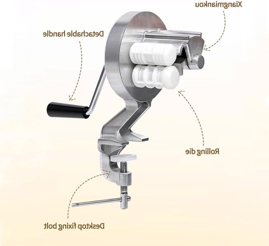Handmatige Pastamachine voor verse Cavatelli en macaroni, draagbare aluminium Pastamaker met handmatige kruk — afbeelding 4