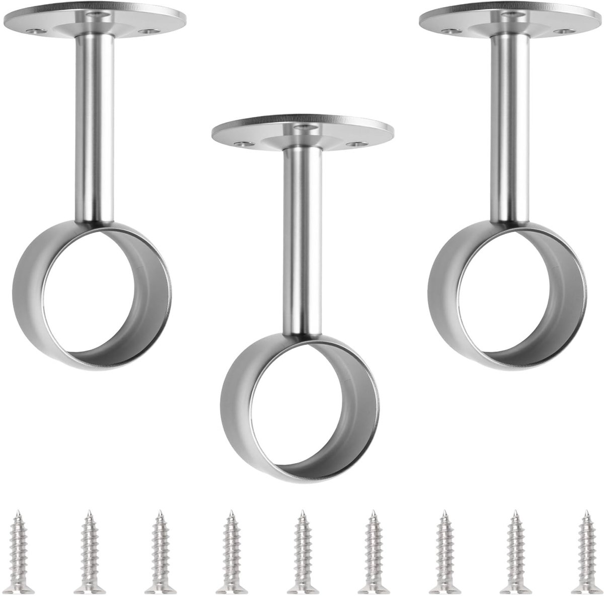 Dailygoods- Kaststangbeugel - 3 Stuks - Roestvrij Stalen Steunbeugel - Diameter 32 mm - Kaststanghouder - Gordijnrailsteun - Eenvoudige Montage