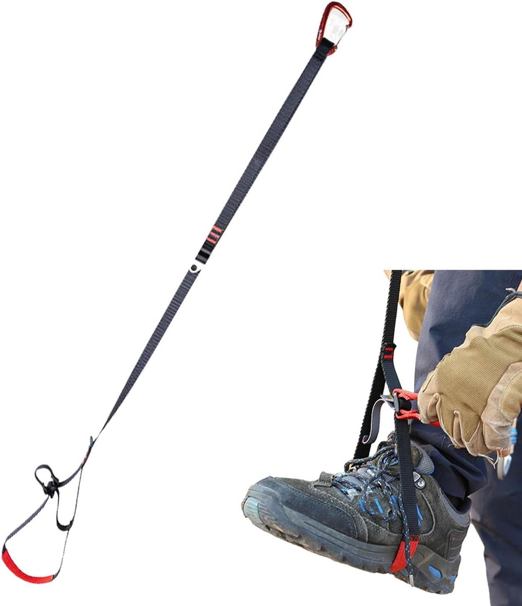 Voet Ascender Lus - Klimvoetriem Ascender - Rotsklimmen - Antislip Stap - 80-130 cm - Zwart