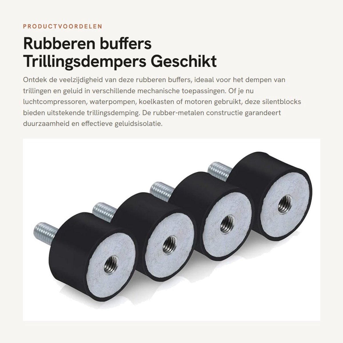 Dailygoods- Silentblock 4 Stuks - Trillingsdempers - Rubber-Metalen Buffers - Antivibratievoeten M6/M8 - Geluidsbescherming - Duurzaam Rubber/Staal - Trillingsdemper