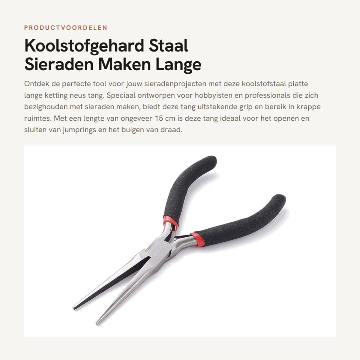 Dailygoods- Neus Tang Koolstofstaal - Lange Ketting Tang - Naald Neus Tang - Sieraden Maken Tool - Handige Reparatie Tool - 15 cm Lang - Sieradentang