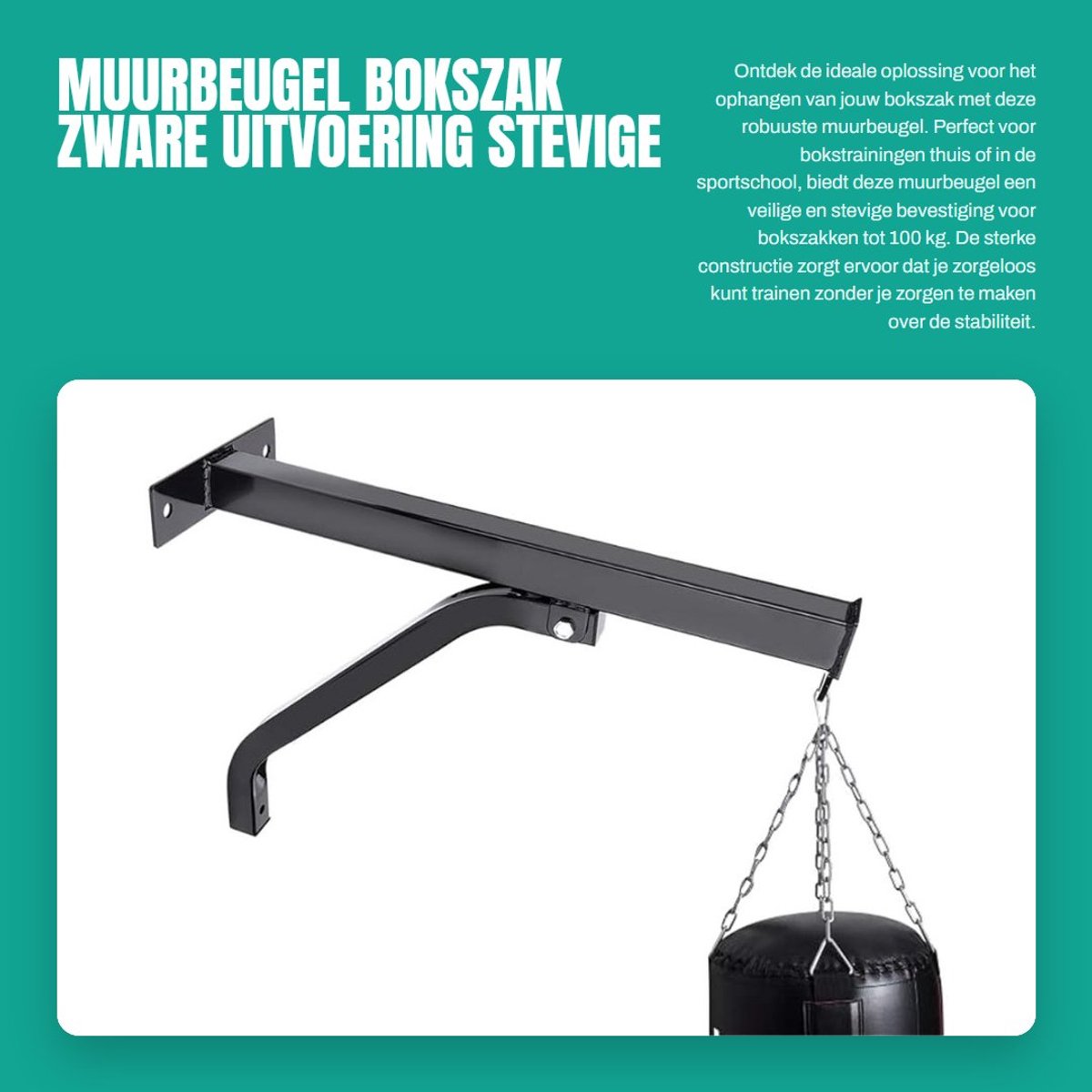Dailygoods- Muurbeugel Zwaar Gebruik - Muurbeugel Bokszak - Muuranker - Ophangstandaard - Bevestiging Bokszakken tot 100 kg - Schokbestendig - Bokszakbeugel