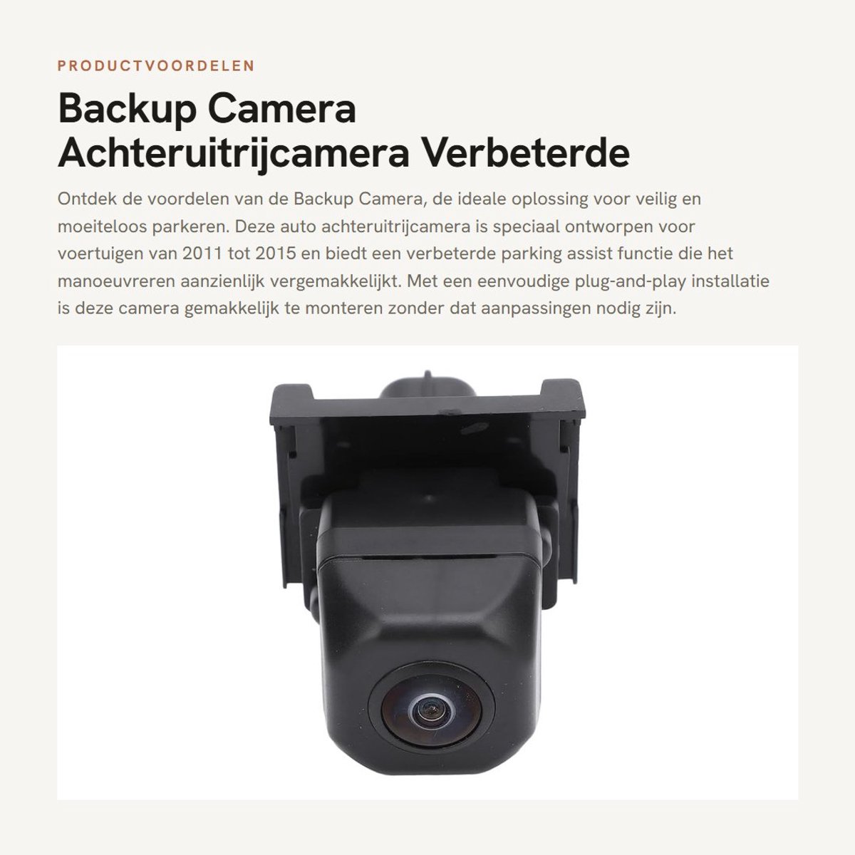 Dailygoods- Achteruitrijcamera Verbeterde Parkeerhulp - Duidelijk Zicht - Eenvoudige Installatie - Vervanging 86790-71030 - Veilig Parkeren - Compatibel met 2011-2015 - Parkeercamera