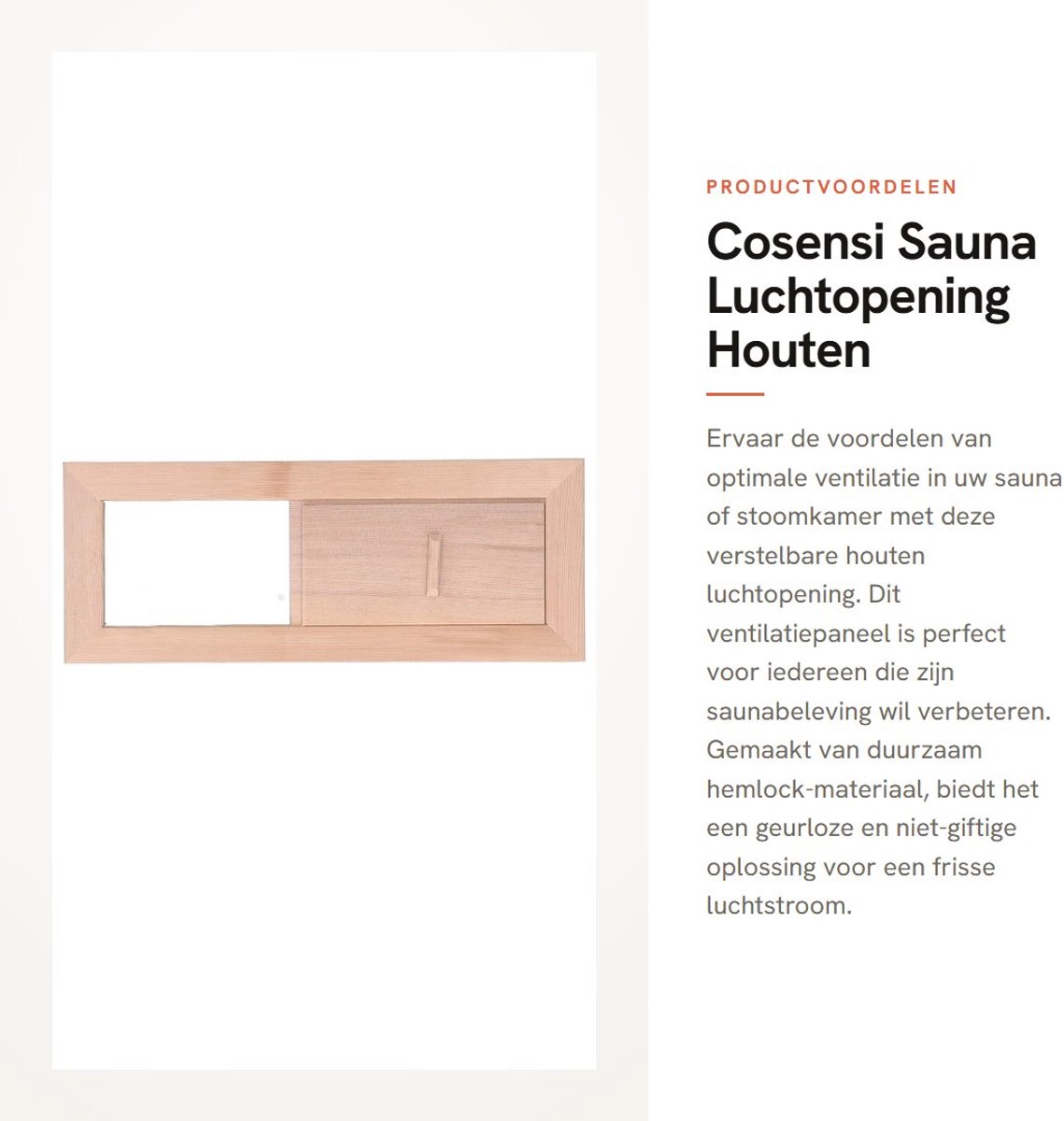 Dailygoods- Luchtopening Verstelbaar - Hemlock - Ventilatiepaneel - Sauna/ Stoomkamer - Duurzaam - Eenvoudige installatie