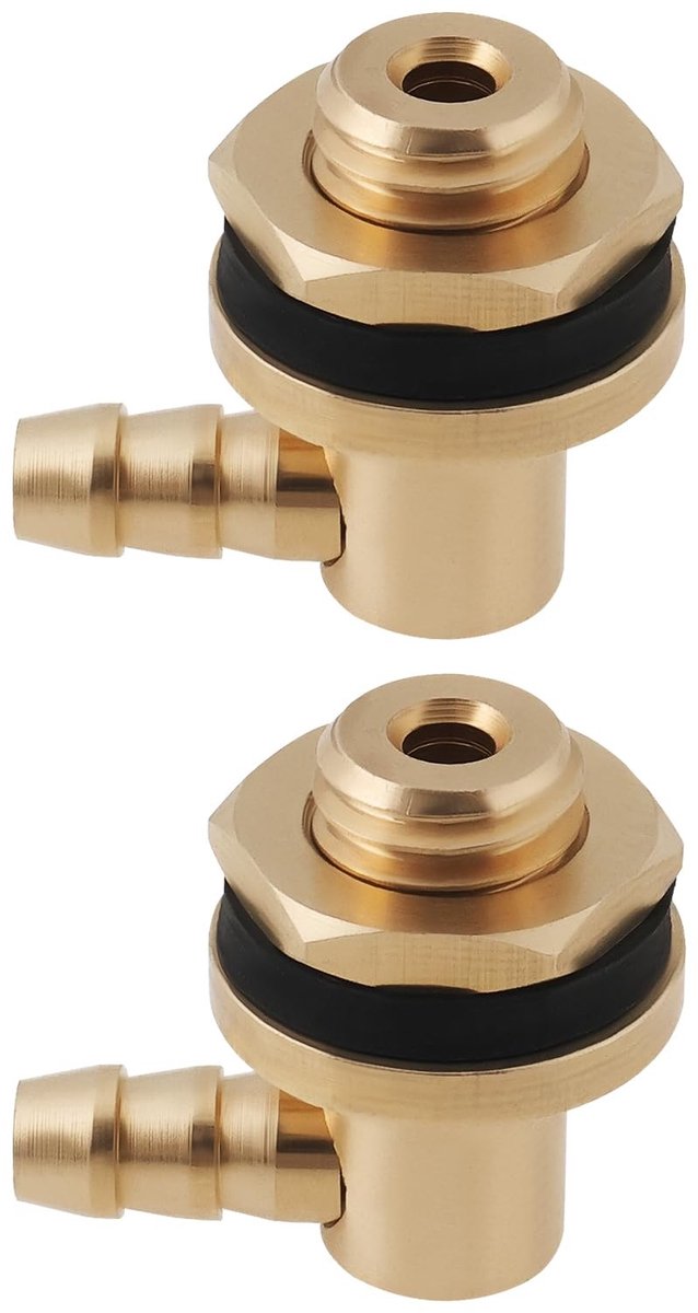 Dailygoods- Brandstoftank Connector 90 Graden - Messing - 2 Stuks - M8 Schroefdraad - Geschikt voor Vliegtuigen/Schepen/Auto's - L18 x B14 x D4,5 mm - Brandstofconnector