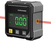 1-delige set - Waterpas - Digitaal laserhoekmeetinstrument - Gradenboog - 4x90° hoge precisie - Groot LED-display - Magnetische voet aan 4 zijden - Dubbelzijdige laser - Geschikt voor houtbewerking, metaalbewerking, bouw en doe-het-zelf - Zwart