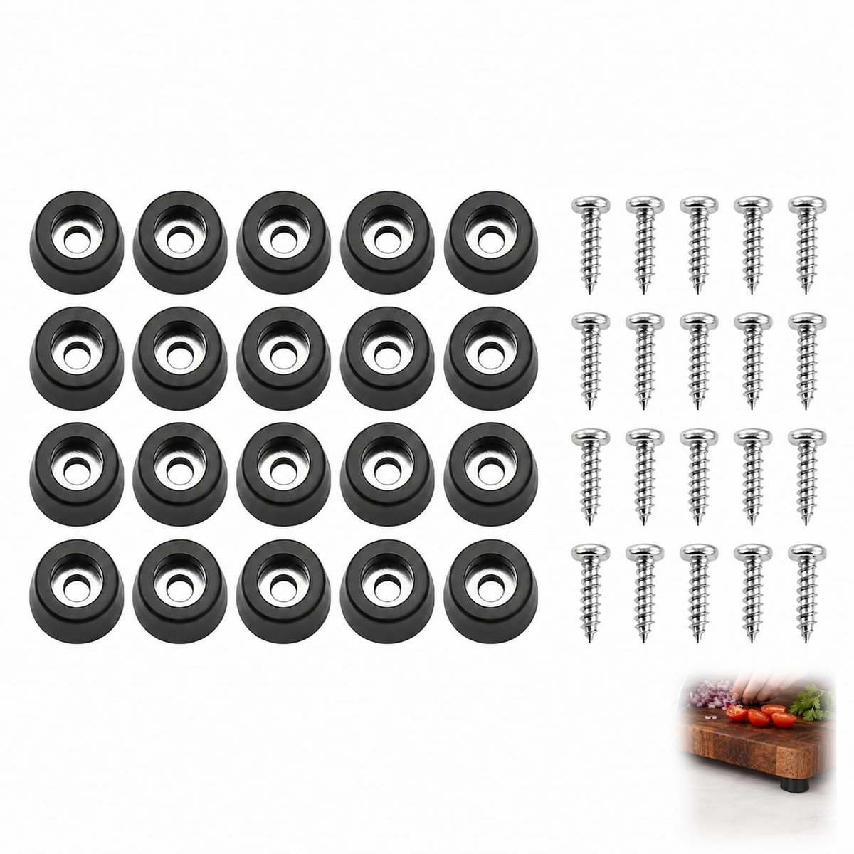 SolidKeus - Set van 20 Snijplankvoeten met Rubber Bumpers