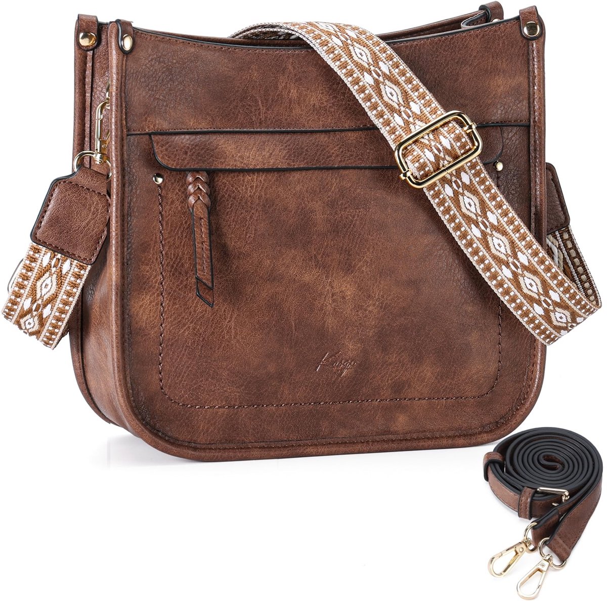 SolidKeus - Trendy Vegan Leren Crossbody Tas met 2 Verstelbare Bandjes