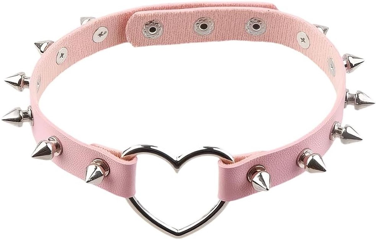 Punk Rock Spiked Choker met Hollow Heart Design en Studs voor Cosplay en Feestjes - Unieke Sieraden voor Vrouwen