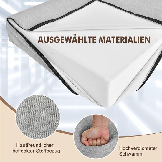 Opvouwbare Bank - Zetel Bed - Gastvrij Ontvangen - 3-in-1 Functie - 190 cm Lengte - Grijs — afbeelding 4