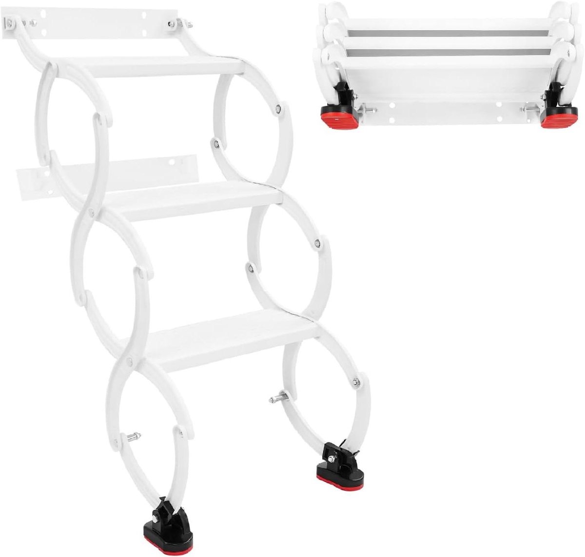 Zoldertrap 3 treden - Vouwtrap uittrekbaar - Toegang tot zolder - Hoge belastbaarheid 200kg - 75 cm hoogte - Wit