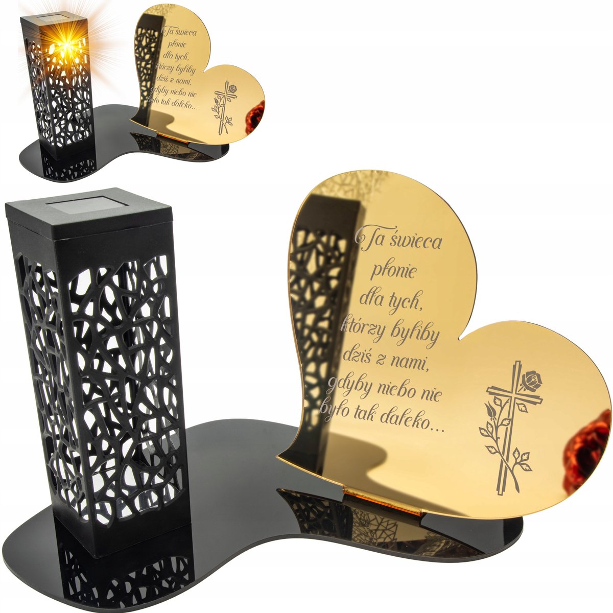 Gouden LED Grafsteen Lamp - Grote Eeuwige Graflicht met Gravure