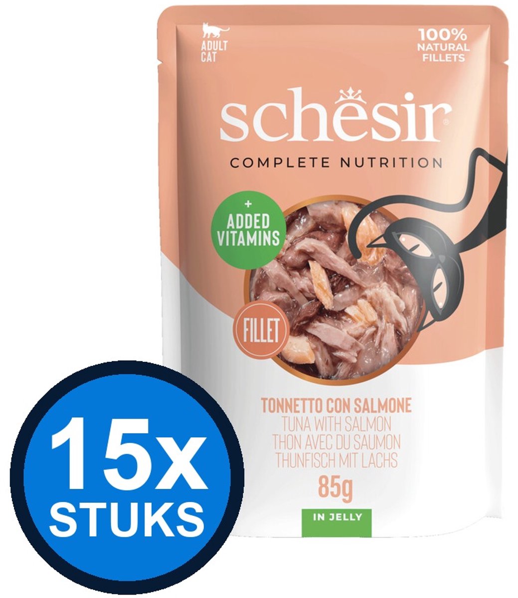 Schesir Schesir Complete&Balanced kat pouch gelei tonijn&zalm 85gr