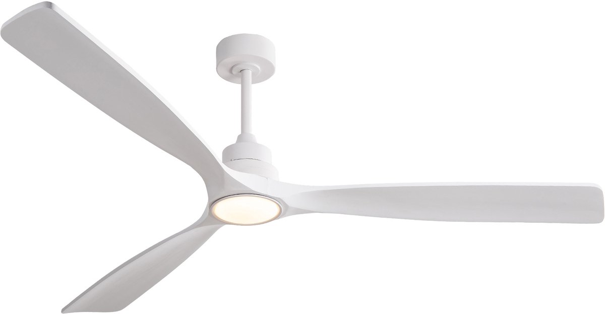 COVREO Plafondventilator met verlichting 183 cm wit, 3 houten bladen, 6 snelheden