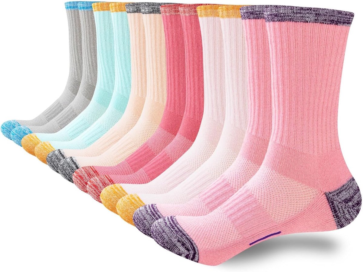 Sokken 39-42 35-38, damessokken, sport, ademend, warme vulling, katoen, wandelen, outdoor, anti-blaren, dikke laarzen, hardloopsokken, dames, meerkleurig, 6 paar