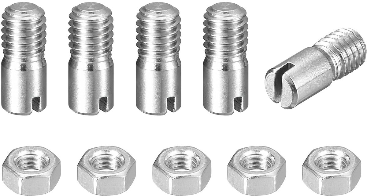 5 stuks sleufcilinderstift M6 X 12 mm 304 roestvrij staal pluggen buitendraad paspoort sleufschroef met moer voor kast en meubelmontage (GB878)