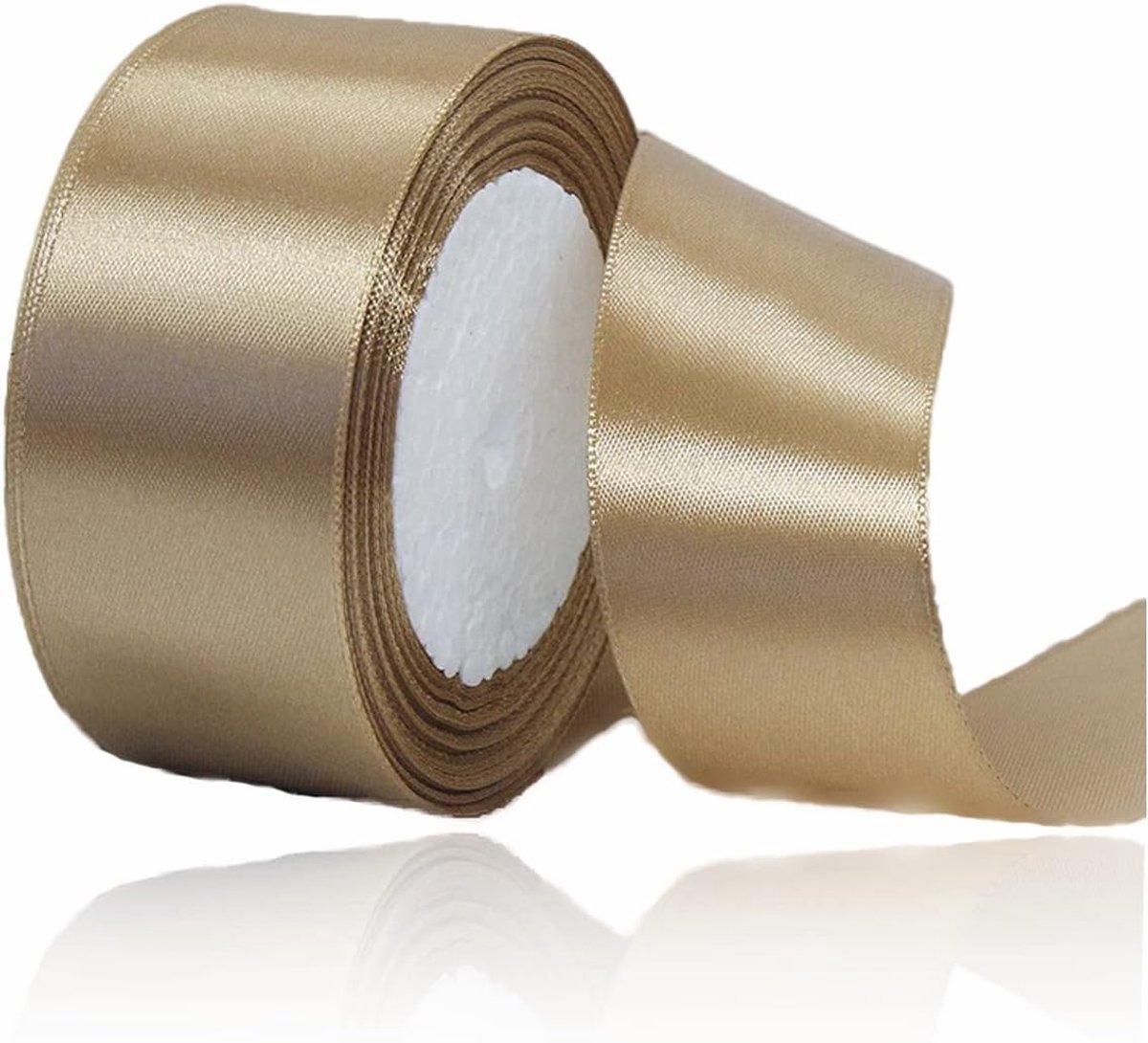 Lint 40 mm, 23 meter champagnekleurig lint voor knutselen, geschenkverpakking, ballonnen, bloemenboeketten, taartdecoratie, haarlintjes, naaien, babyshower en bruiloftsfeest