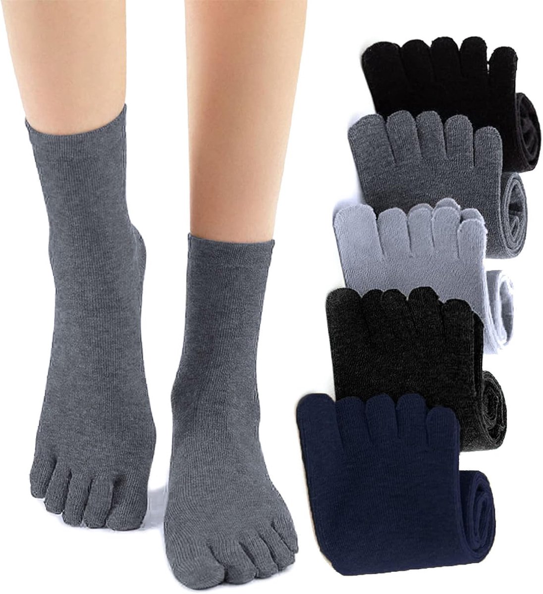Sokken running vijf vinger sokken, heren teen sokken katoen running vijf vinger mini crew sokken, running sokken, sport teen sokken, ademende vijf vinger sokken, UK 6-10/Eur 39-45