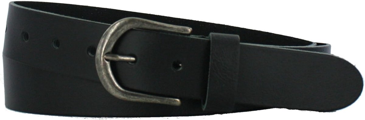 Riem 3,5cm | Splitleer Vrouwen/Mannen | Kleur: Zwart | Riemmaat: 115 (totale lengte: 130cm) | 100% Echt Leer | Nikkelvrije gesp