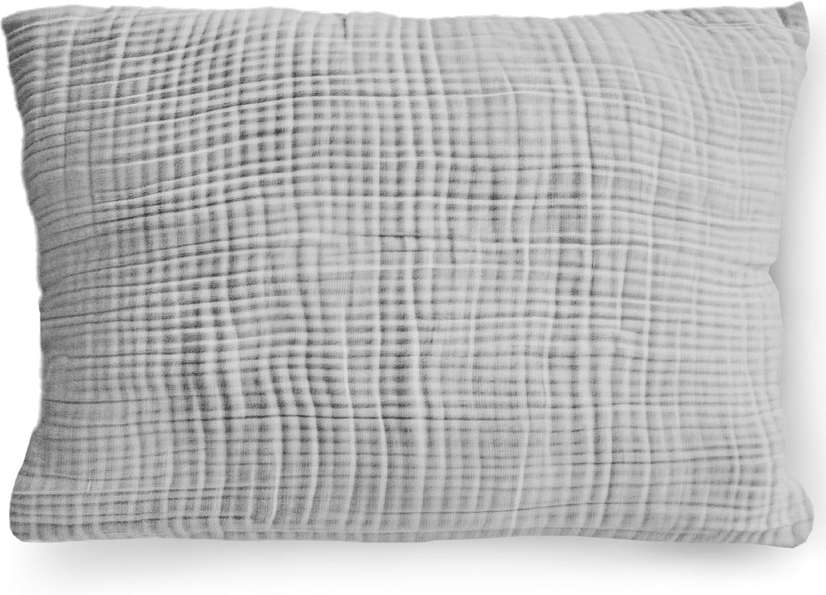 Bio-mousseline kussensloop 25 x 40 cm, double gaas, voor kinderen en volwassenen, ÖkoTex gecertificeerd, zachte kussensloop, GOTS-certificering, kussensloop, zilver
