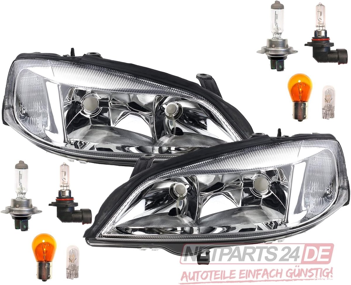 Koplampen Halogeen geschikt voor Opel Astra G Set met lamp Li. Re. 98-04
