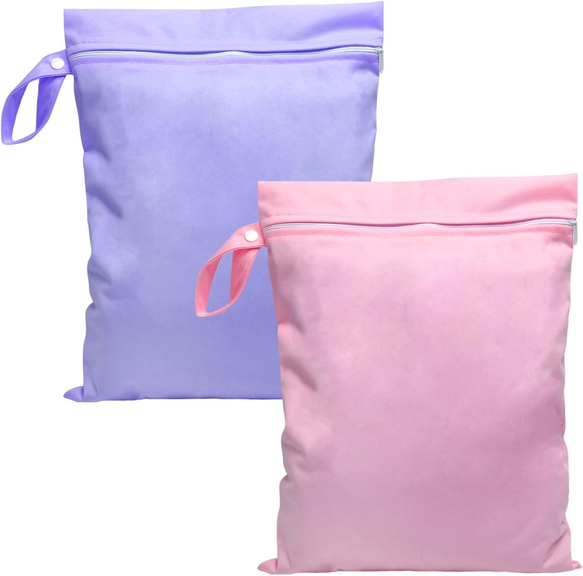 Herbruikbare Waterdichte Tas voor Zwemmen, 40 x 30 cm, Klein met Rits, Ideaal als Luiertas, Reiswaszak en Sporttas, Roze Paars, Set van 2