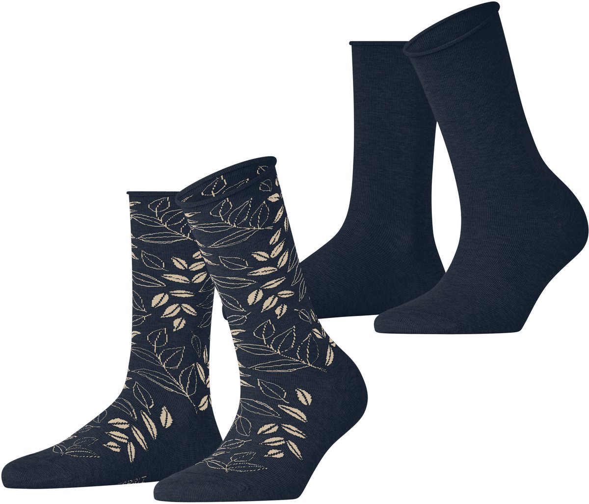 Esprit Frosted Garden 2 Pack gedessineerd katoen multipack sokken dames blauw - maat 35-38