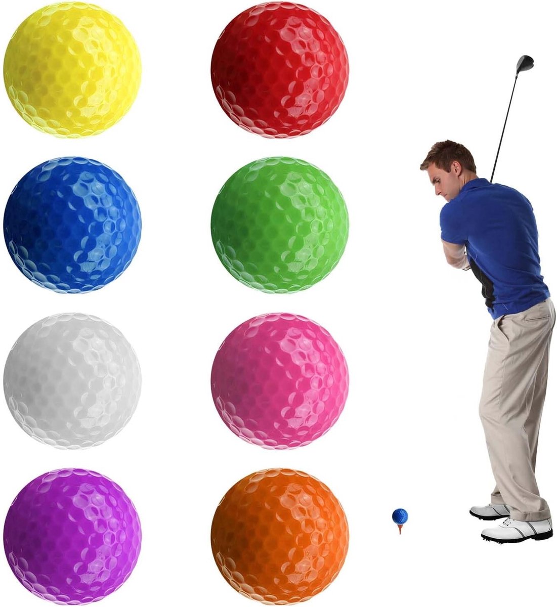 Kleurige Golfballen Set van 8 Stuks voor Training en Spel, Ideaal voor Driving Range en Buitenactiviteiten