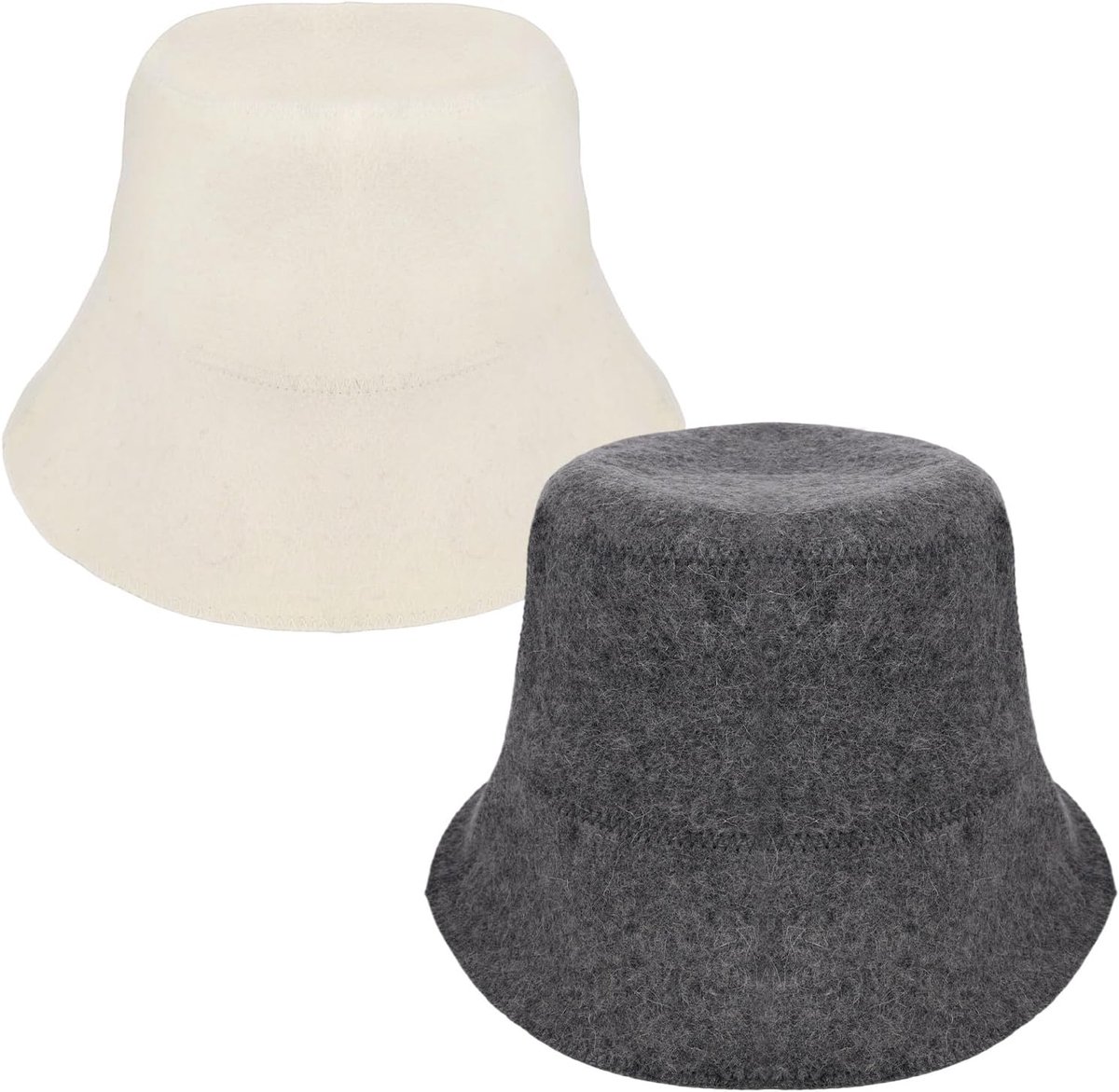 2 Stuks Sauna Petten voor Mannen Vrouwen, Wol Russische Banya Sauna Pet Hoog Absorberend Bad Accessoires voor Spas Stoomkamers Badhuizen (Wit, Grijs)