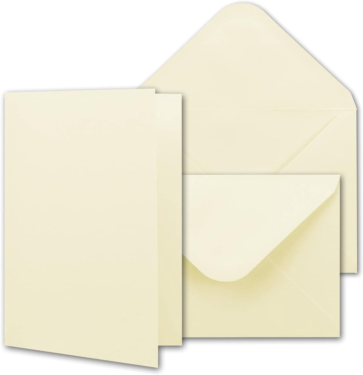 25 x vouwkaartenset met enveloppen DIN A6 / C6 in vanille crème met geschenkdoos - blanco uitnodigingskaarten 10,5 x 14,8 cm - knutselkaartenset