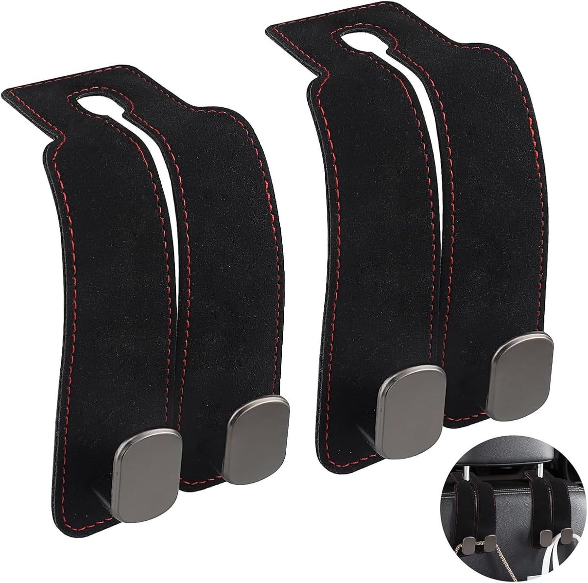 2 stuks autostoelrug, dubbele haak, auto hoofdsteun haak, auto binnen accessoires, multifunctionele haak voor autostoelrug, auto hoofdsteun haken voor portemonnees, tassen, handtassen, paraplu's