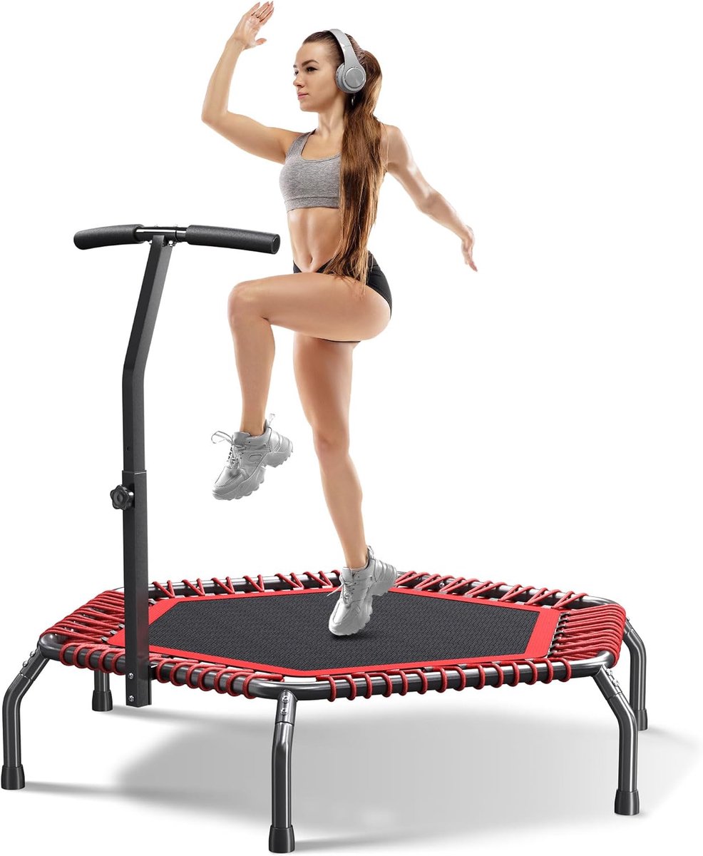 'Wonlink Rebounder trampoline voor volwassenen met bungeekoorden, oefenrebounder voor volwassenen, voor volwassenen binnen en buiten, maximale belasting 450 kg