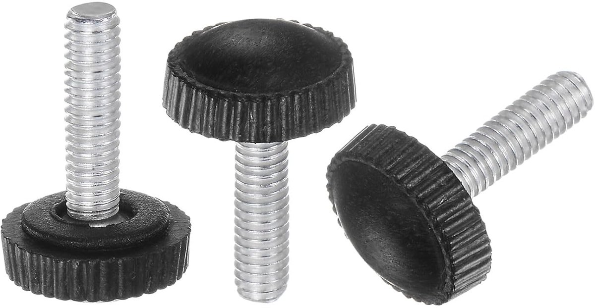 20 stuks M4 x 18 mm schroefdraadknoppen met gekartelde handgreep, duimschroef-klemknoppen, kunststof handgreep, handknoppen met schroefdraadpen, zwart