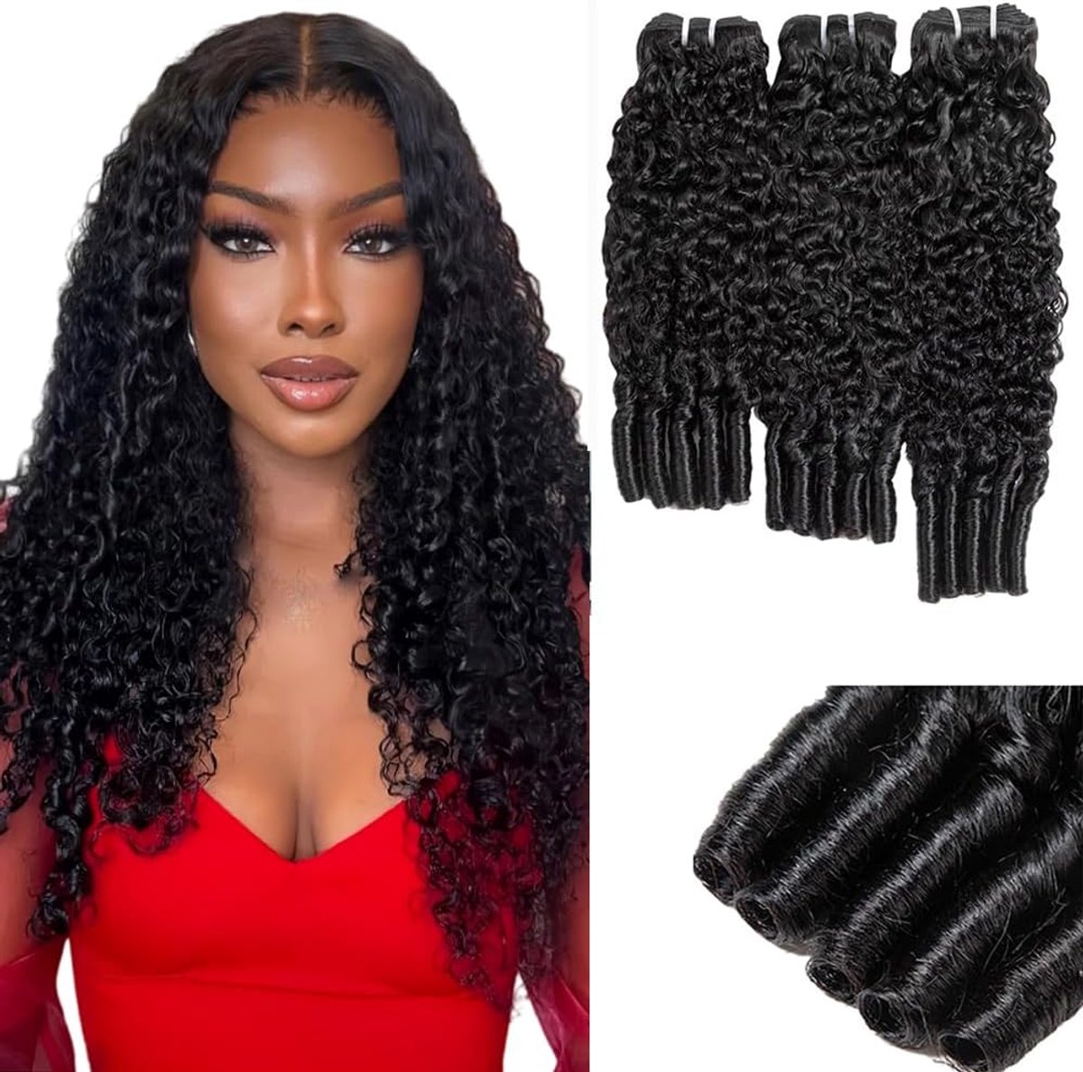 28 30 32 Inch Human Hair Bundles Menselijk haar verlenging #1B Natural Black Color Burmese Curly Echthaar Tressen Human Hair Extension 3 Bundles Totaling 300 Grams