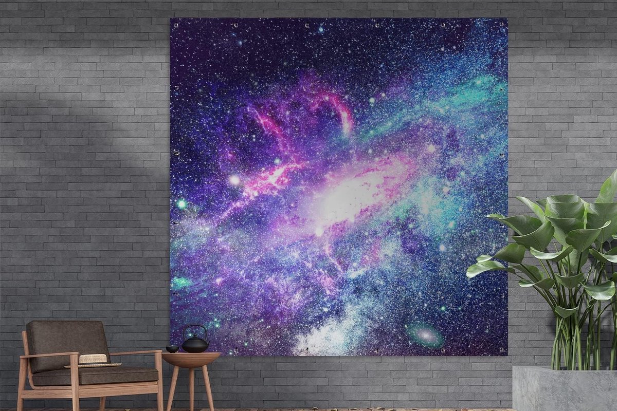 Tuinposter - 200x200 cm - Ruimte - Sterren - Blauw
