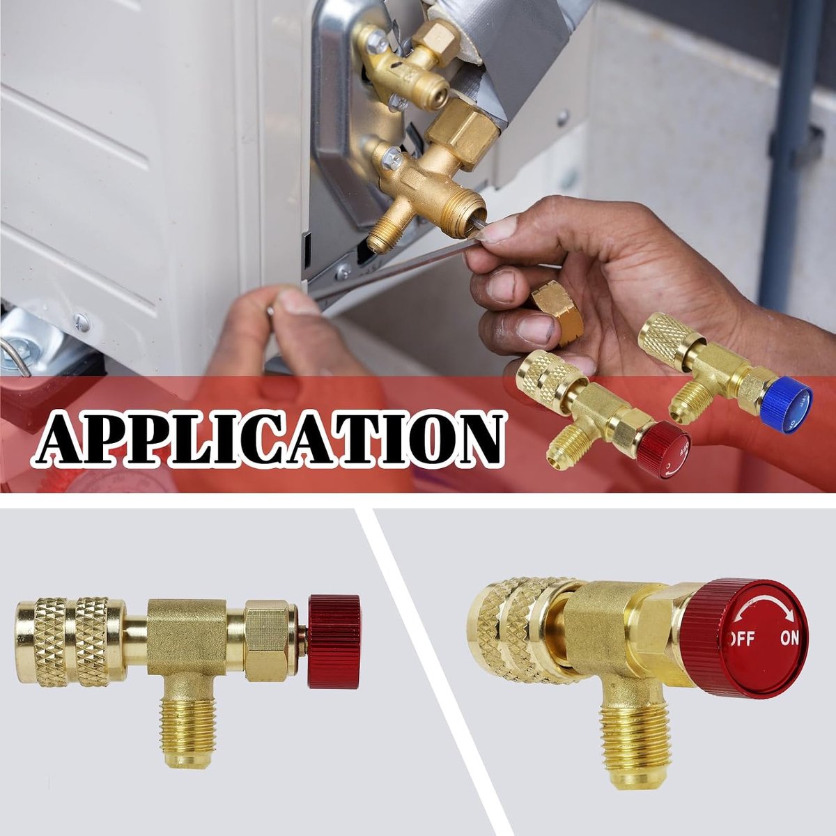 2 stuks koelvuller veiligheidsventiel, snelkoppeling R410A R22 airconditioning veiligheidsventiel van messing, snelkoppeling airconditioning adapter voor vulling van koelmiddel