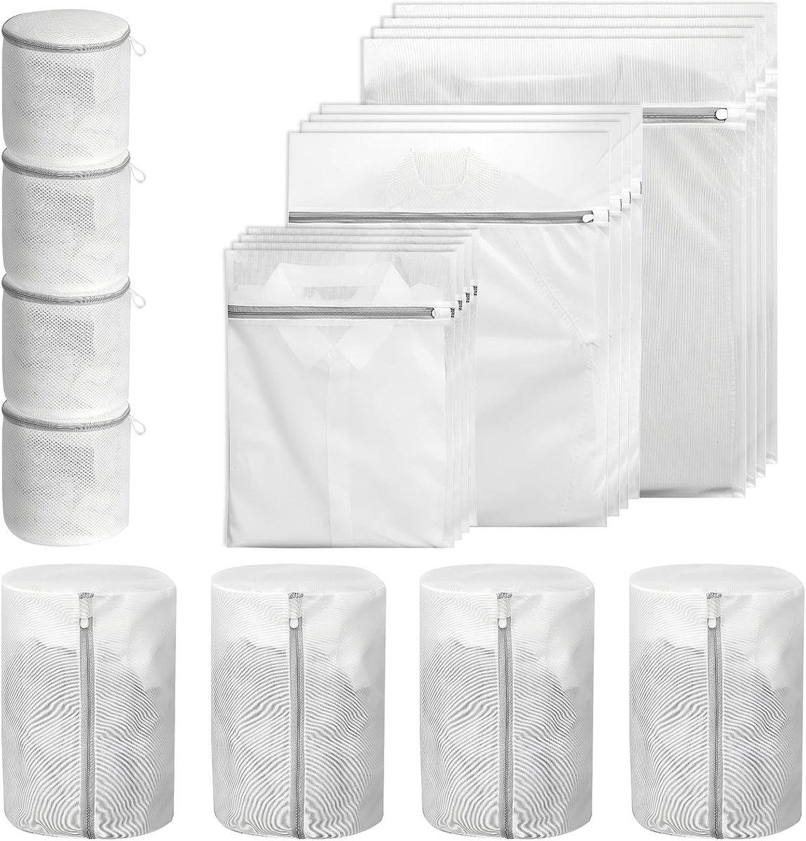 20 stuks waszakset, wasnet voor wasmachine in 5 maten, waszakken met ritssluiting voor beha, ondergoed, sokken, truien, reizen en fijne was, grof en fijn net