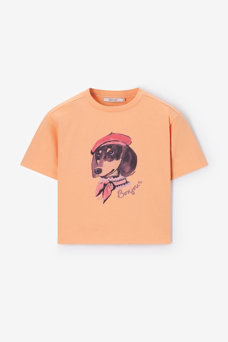 Sissy-Boy - Kastiges T-Shirt mit Artwork - aprikot
