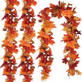 2 stuks herfstslingers met esdoornbladeren – 175 cm per stuk – Herfstdecoratie – Kunstplanten – Realistische esdoornslingers – Ideaal voor Thanksgiving, bruiloften en feesten – Oranje