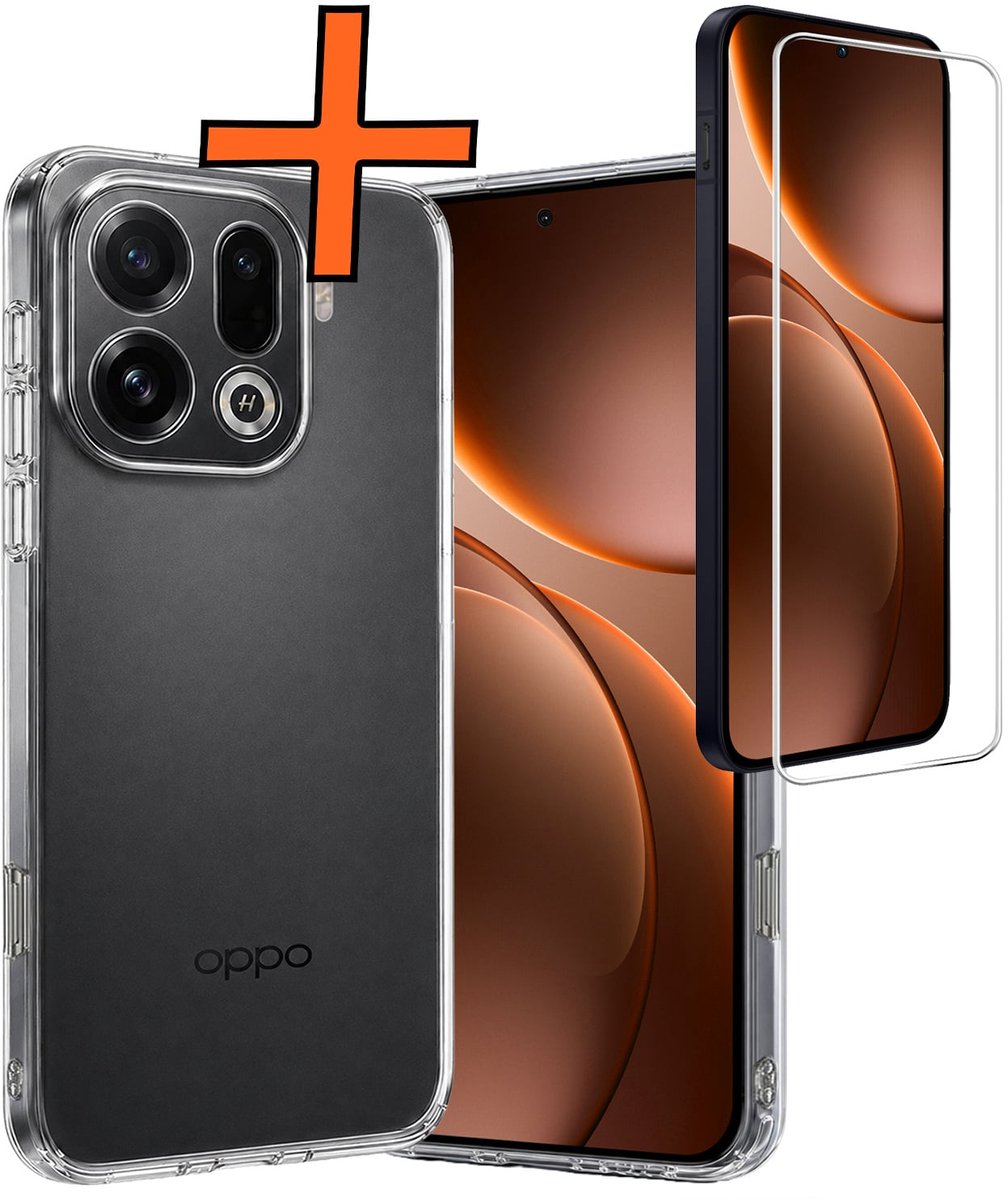 Hoes - Met Screenprotector - Geschikt voor OPPO Find X9 Pro - Sterk & Shockproof - Back Cover - Siliconen Case - Telefoon Hoes - Transparant