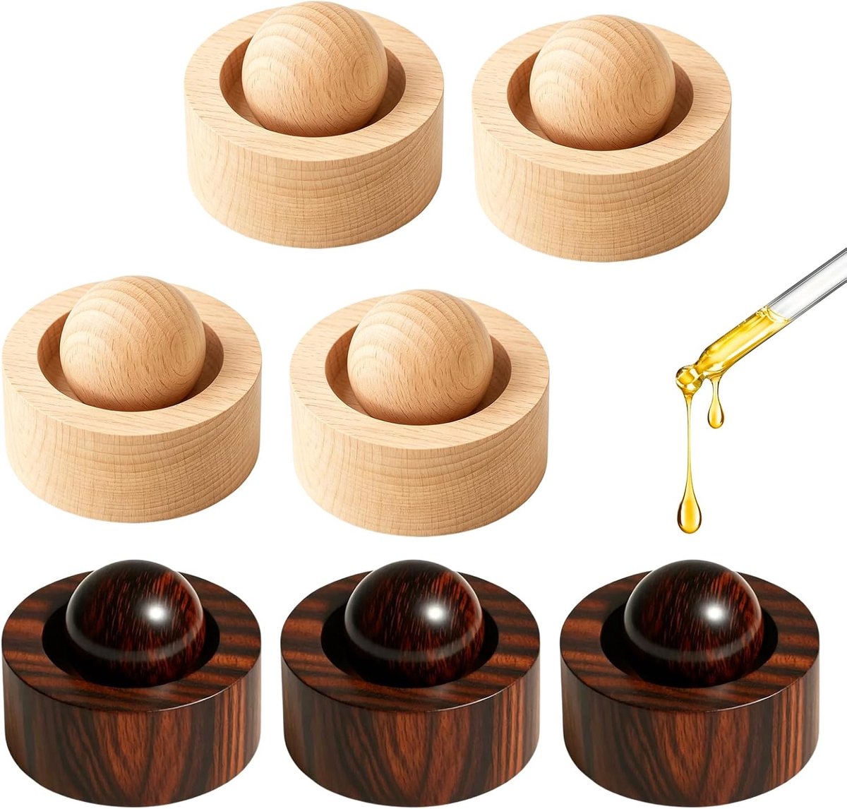 7 stuks houten diffusers voor etherische oliën, herbruikbaar en geschikt voor thuis, kantoor, auto en reizen, speciaal ontwikkeld voor etherische oliën