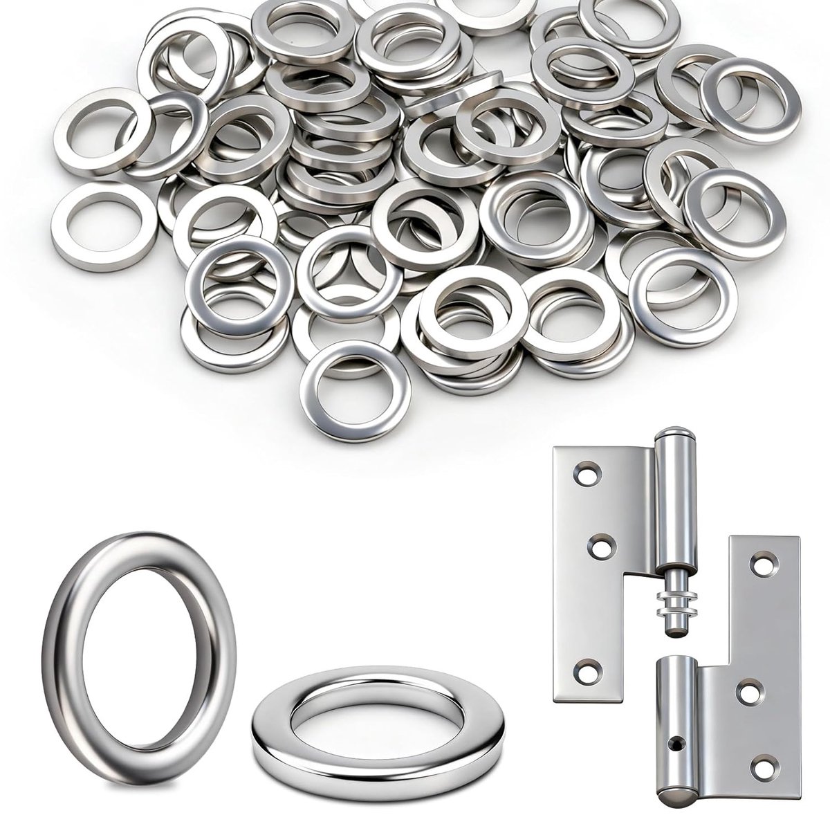 120 stuks sluitringen, kamerdeuren, diameter 10 x 16 x 1,5 mm, sluitringen, deurscharnier, roestvrij staal, 304, sluitringen voor deuren, deurscharnier, montageringen voor binnendeuren