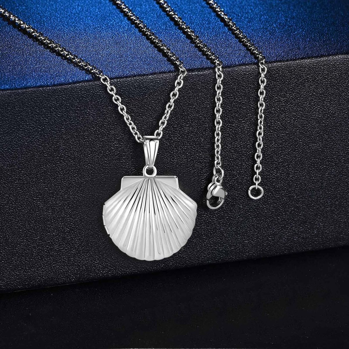 Medaillon met foto, roestvrij staal, zeeschelpvorm, medaillon hanger voor 2 foto's, gepersonaliseerde foto, herdenkingsmedailles, sieraden, ketting voor vrouwen en meisjes