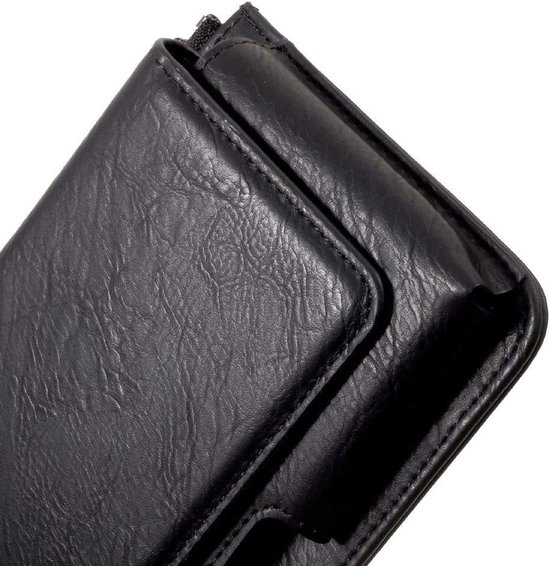Horizontal Belt Case met Phone Holder Pouch & Binnenzak met Rits voorE-TEL M4 ELEGANT (2020) - Zwart — afbeelding 2