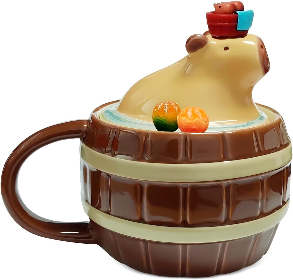 Mok, schattige mok, Capibara keramische mok, dierenmok, 3D-vorm, grappig, watervarken, koffiemok met deksel, voor familie, kantoor, verjaardagen en Kerstmis, meisjes, jongens, cadeau, 450 ml