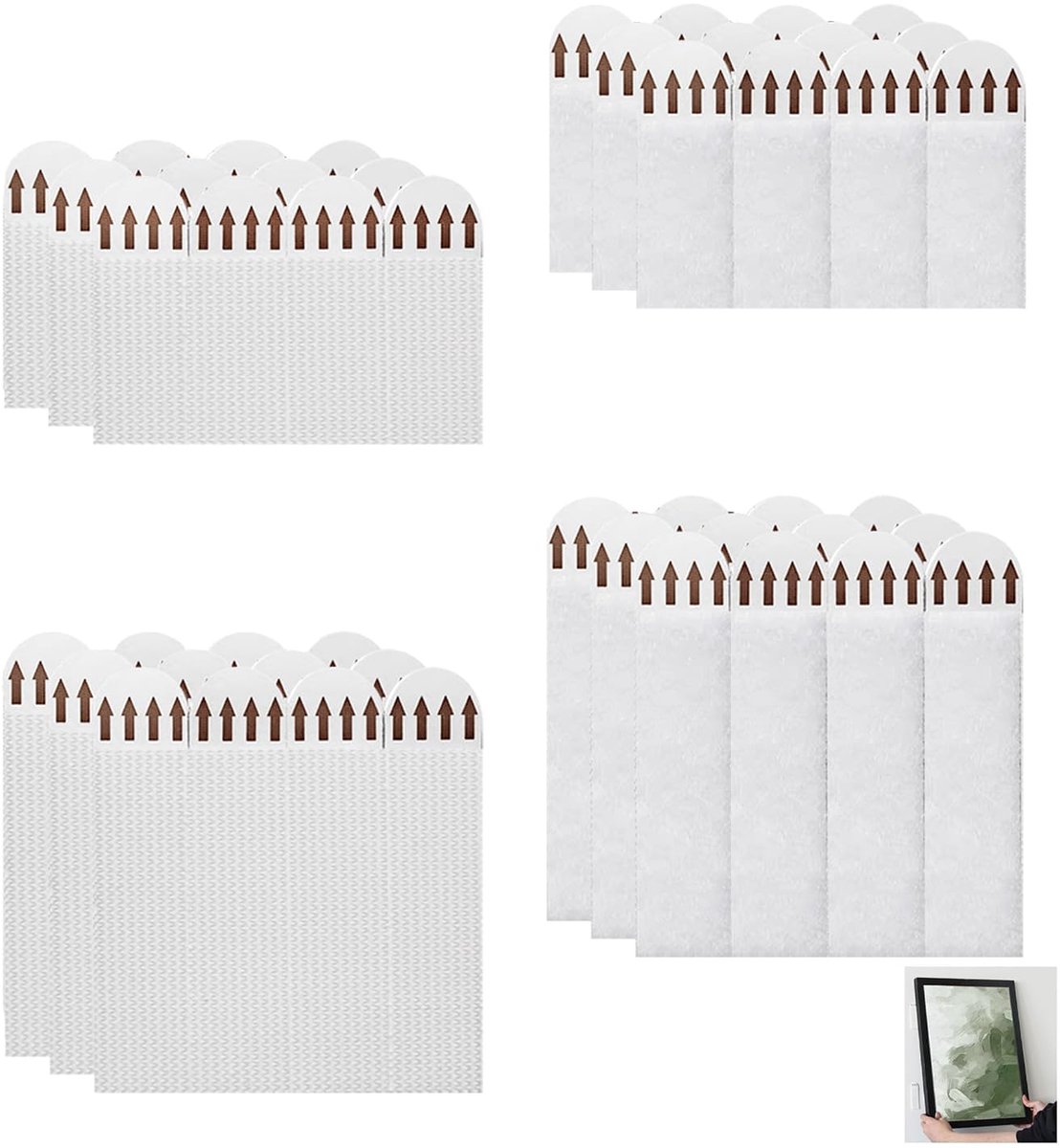 36 paar (72 strepen) fotohangers zonder boren, waterdichte bevestigingsstrips, zelfklevend, voor het ophangen van lijsten en vierkante decoratieve artikelen